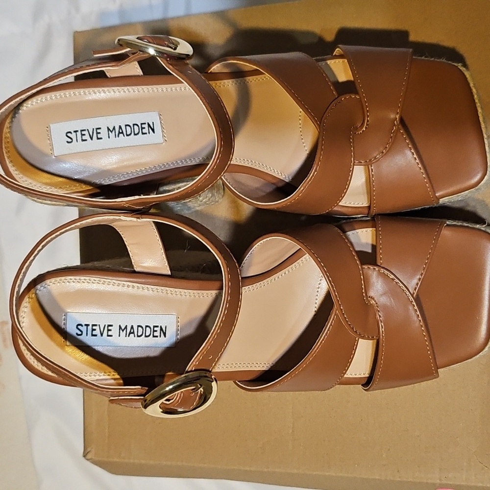 Steve Madden Matter Platform Tan Strappy Sandals